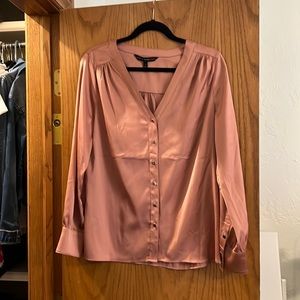 NWOT WHBM Apricot satin button up blouse. Size 6. Never worn!